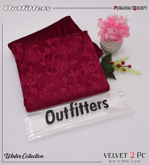 Korean Self-Print Unstitched Winter Velvet 2pc