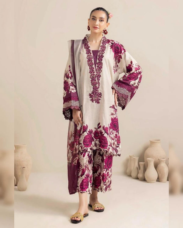 DIGITAL PRINT 3PC SILK UNSTITCHED SUIT 15