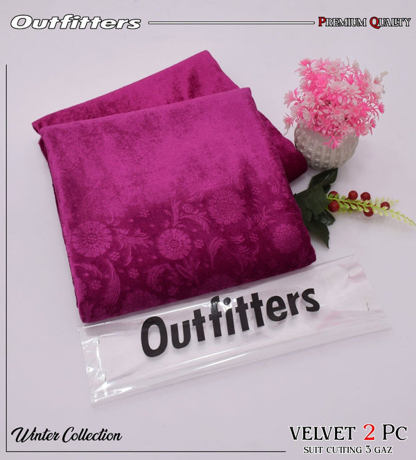 Korean Self-Print Unstitched Winter Velvet 2pc