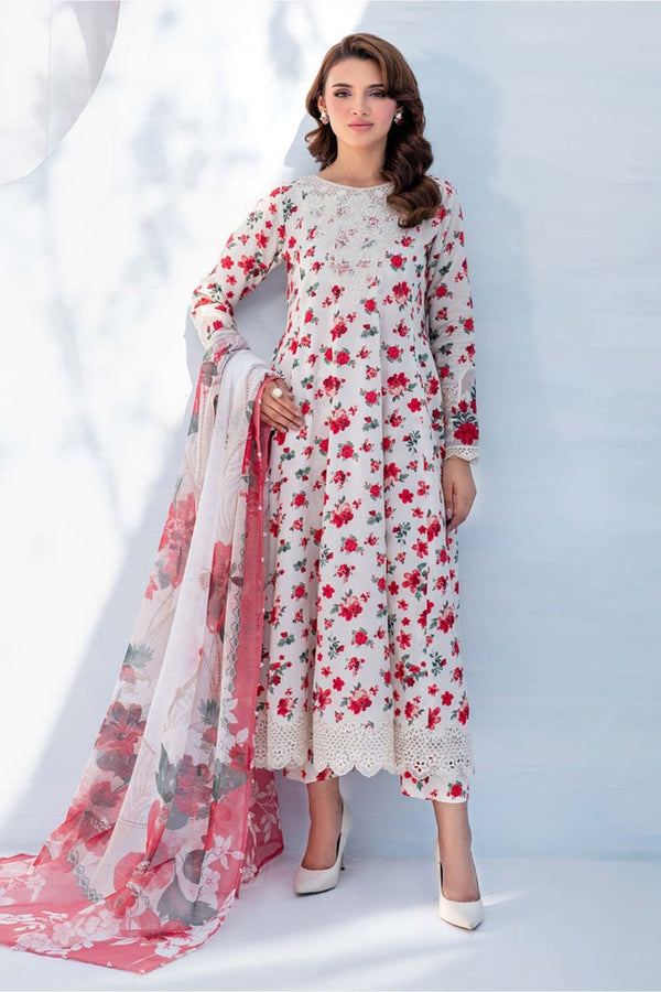 Digital Lawn 3-Piece Set – Bana Dora Prints with Voile Zari Dupatta