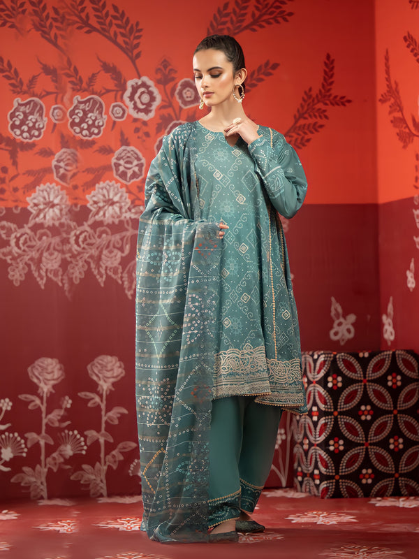 Unstitched Lawn 3-Piece Ensemble with Exquisite Digital Print