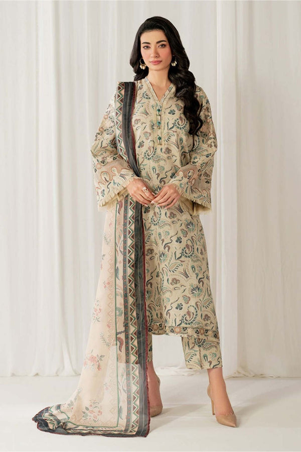 Digital Lawn 3-Piece Set – Bana Dora Prints with Voile Zari Dupatta