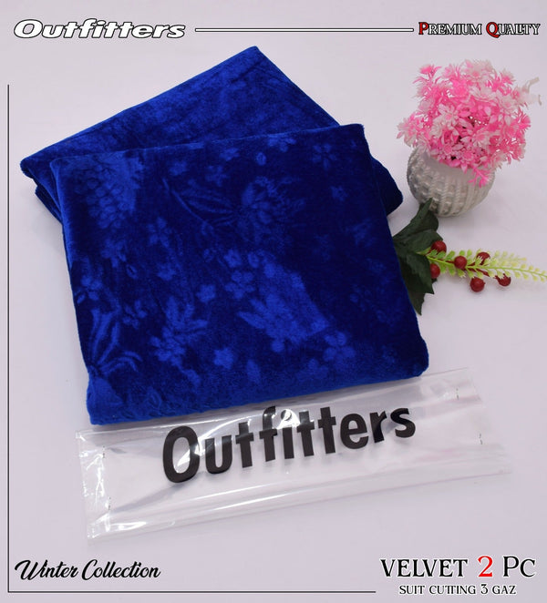 Korean Self-Print Unstitched Winter Velvet 2pc
