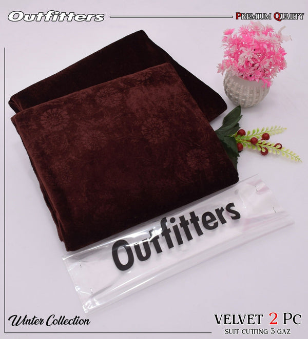 Korean Self-Print Unstitched Winter Velvet 2pc