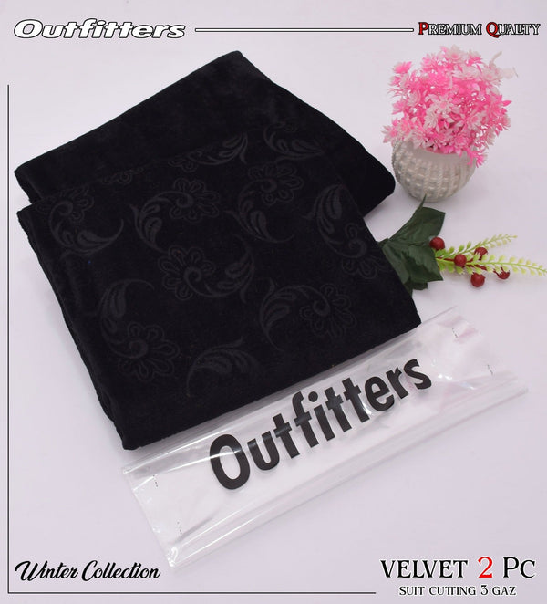 Korean Self-Print Unstitched Winter Velvet 2pc