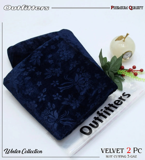 Korean Self-Print Unstitched Winter Velvet 2pc Suit Collection