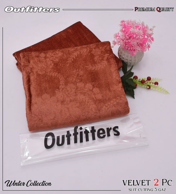 Korean Self-Print Unstitched Winter Velvet 2pc