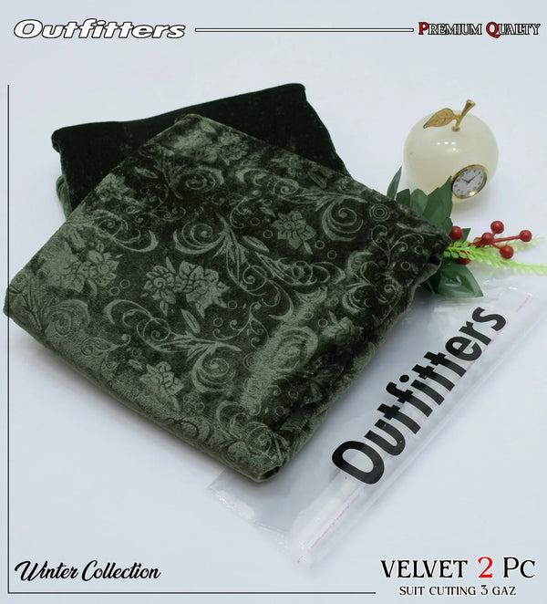 Korean Self-Print Unstitched Winter Velvet 2pc Suit Collection