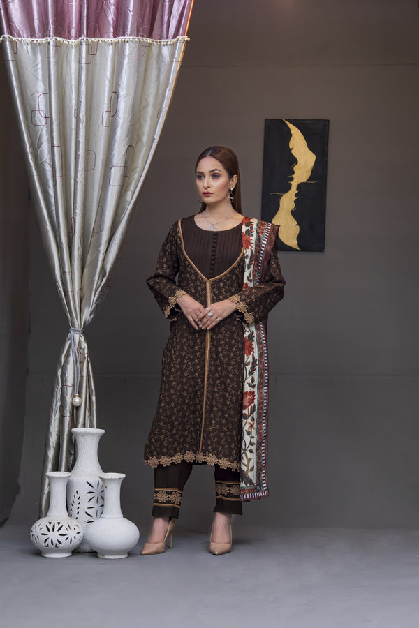Dhanak: Stitched Sublimation 3 Piece Ensemble - Vibrant, Ready-to-Wear Fashion
