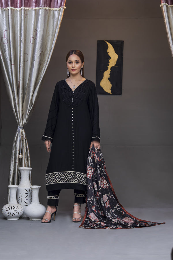 Dhanak: Stitched Sublimation 3 Piece Ensemble - Vibrant, Ready-to-Wear Fashion